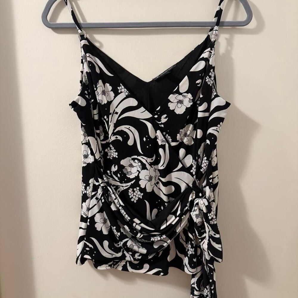 Inc-international-concepts Women's Black and White Whimsigoth Cami top Sz L